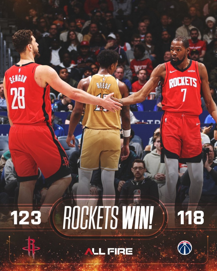 sofascore-合砍62分！火箭官方赢球海报：杜兰特与申京携手登上封面